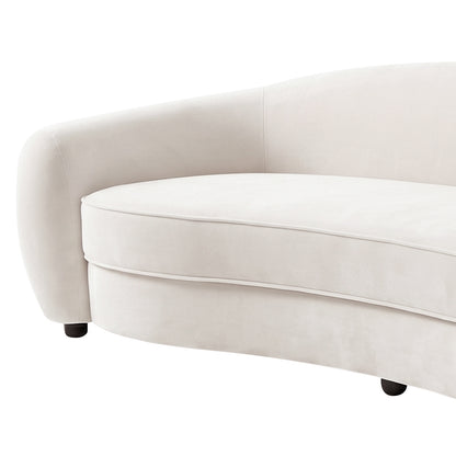 Brisol 3.5 Seater Velvet Curved Sofa in Cream White