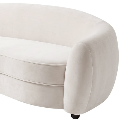 Brisol 3.5 Seater Velvet Curved Sofa in Cream White
