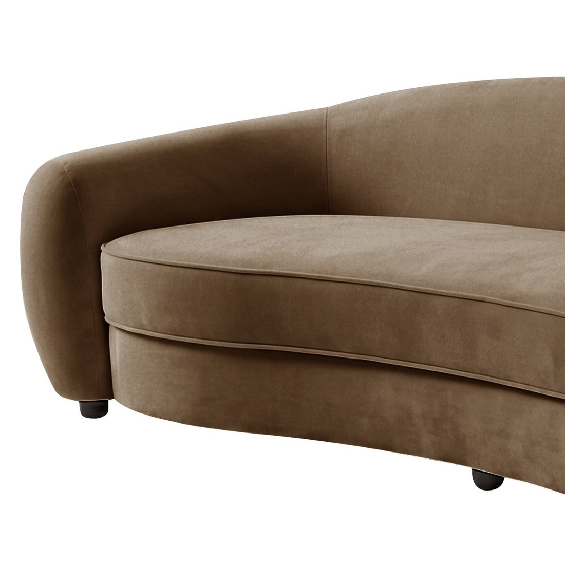 Brisol 3.5 Seater Velvet Curved Sofa in Warm Taupe Brown