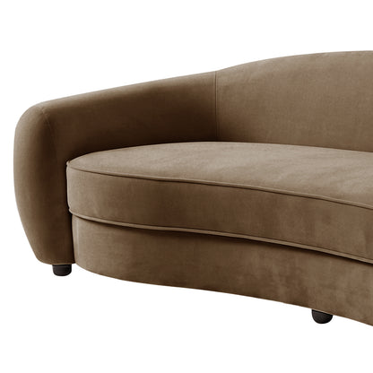 Brisol 3.5 Seater Velvet Curved Sofa in Warm Taupe Brown