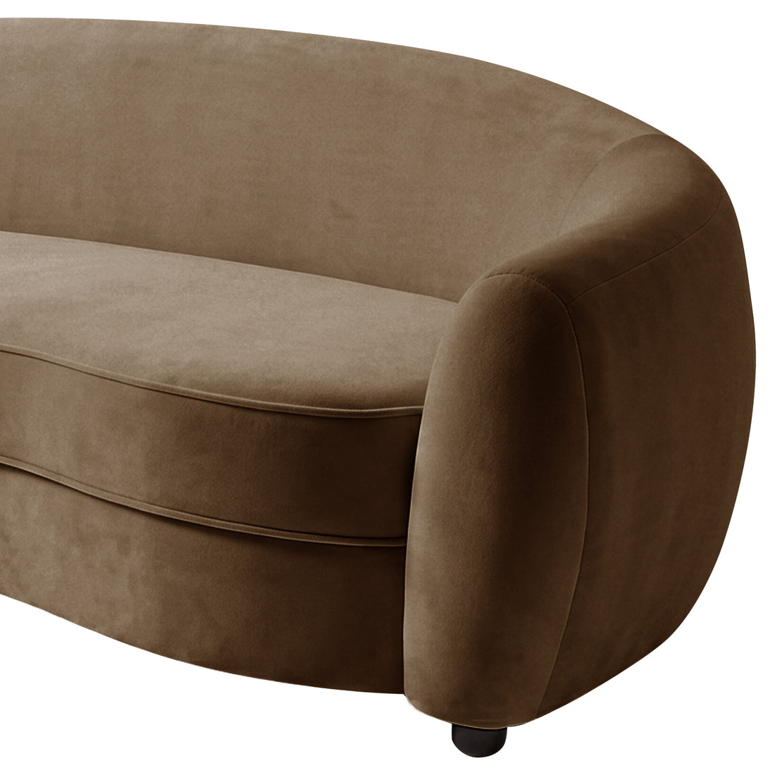 Brisol 3.5 Seater Velvet Curved Sofa in Warm Taupe Brown