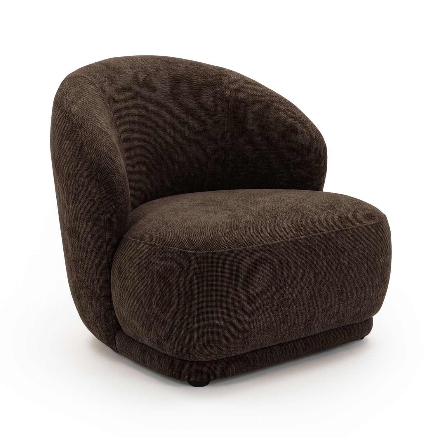 Cocoa brown chenille accent chair on a white background, shown in full.