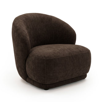 Cocoa brown chenille accent chair on a white background, shown in full.