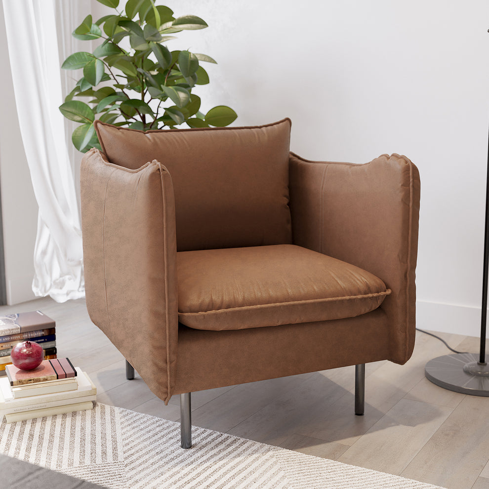 Cassian PU Leather Armchair in Chocolate Brown Luxo Living — free download