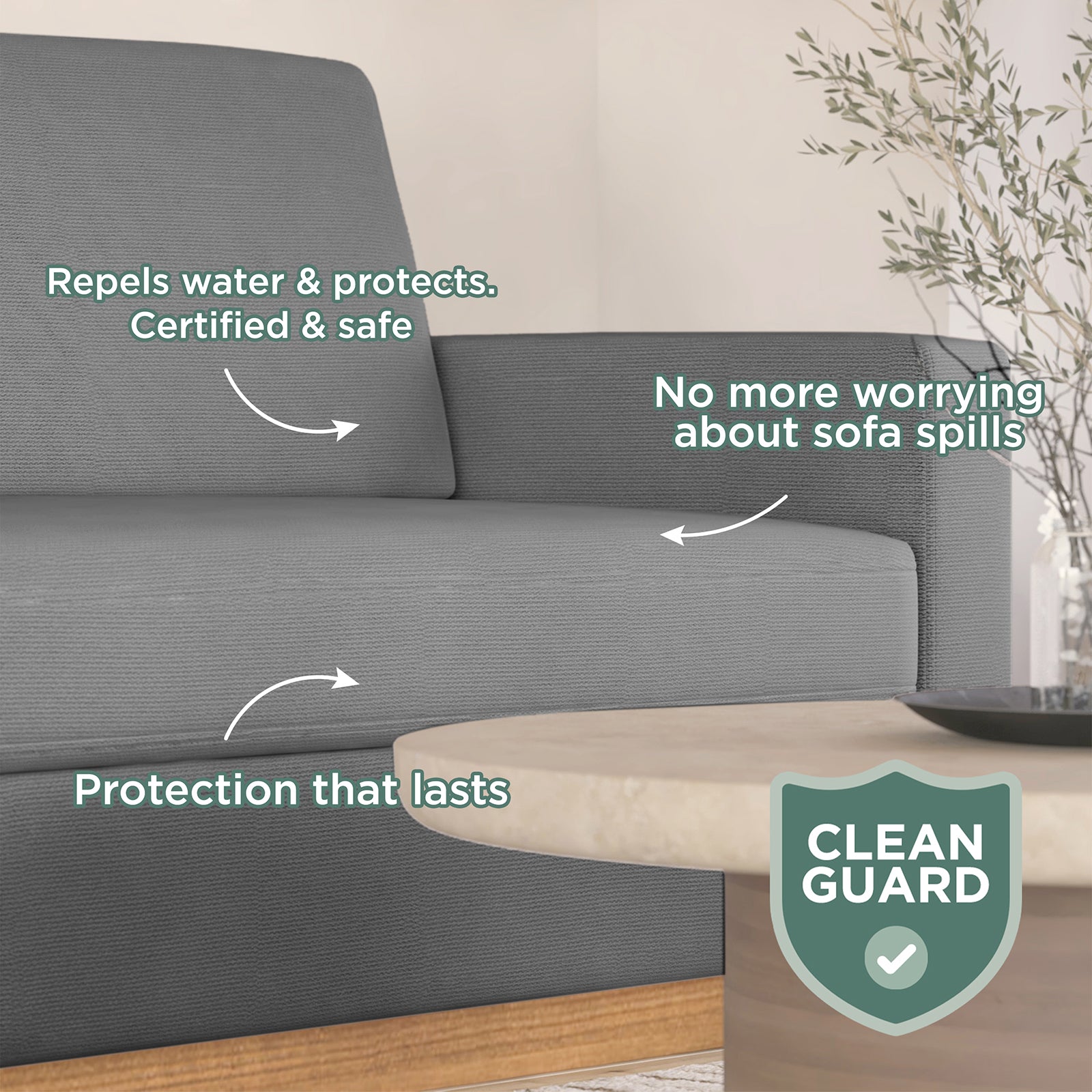 Celeste 3 Seater Hardwood Fabric Sofa Ash with plush removable cushions, rubber wood legs, and a modern design, showcasing its comfort-focused construction and elegant style, perfect for any living room.