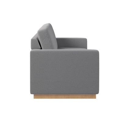 Celeste 3 Seater Hardwood Fabric Sofa; close-up of plush, removable cushions, showcasing durable construction with rubber wood legs, embodying comfort and modern elegance, ideal for diverse living room styles.