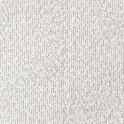 Clioz Boucle Accent Armchair - Eggshell White, showcasing close-up of soft, textured boucle fabric, highlighting the chair's plush high-density foam cushions and solid wood frame for a stylish, comfortable design.