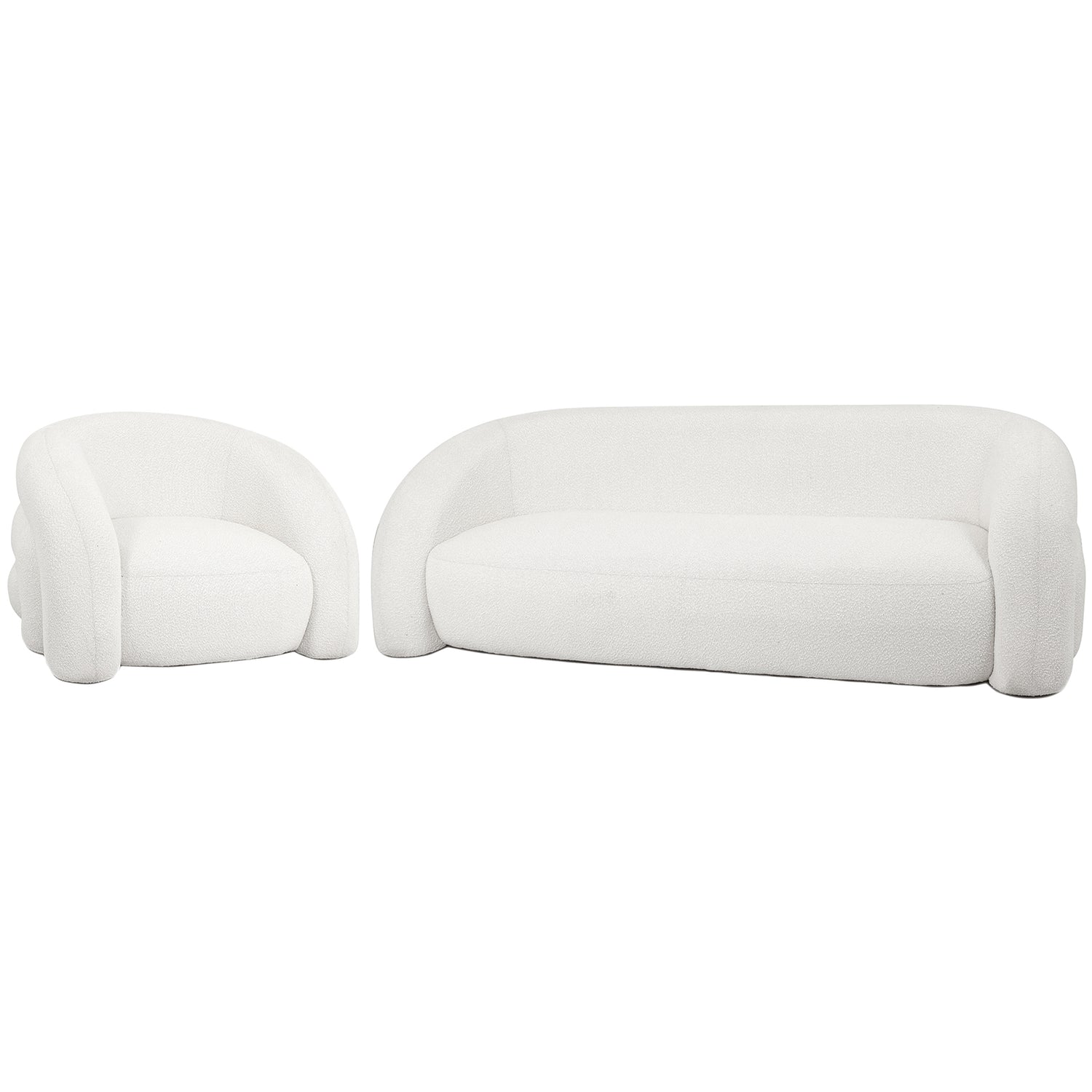 Front Clioz Bouclé 4 Seater Curved Lounge Package - Eggshell White