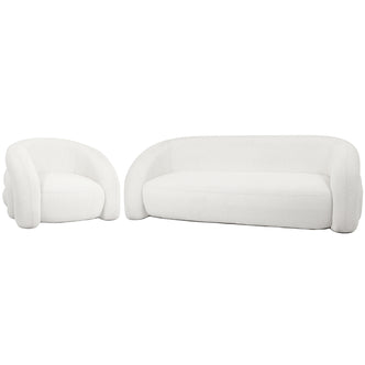 Front Clioz Bouclé 4 Seater Curved Lounge Package - Eggshell White