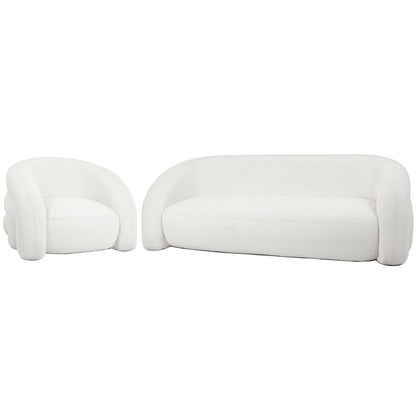 Front Clioz Bouclé 4 Seater Curved Lounge Package - Eggshell White