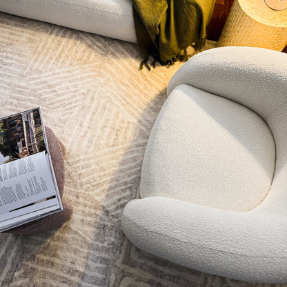 Lifestyle image of Clioz Bouclé 4 Seater Curved Lounge Package Eggshell White