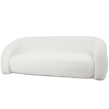 Angle View of Clioz Bouclé 4 Seater Curved Lounge Package Eggshell White