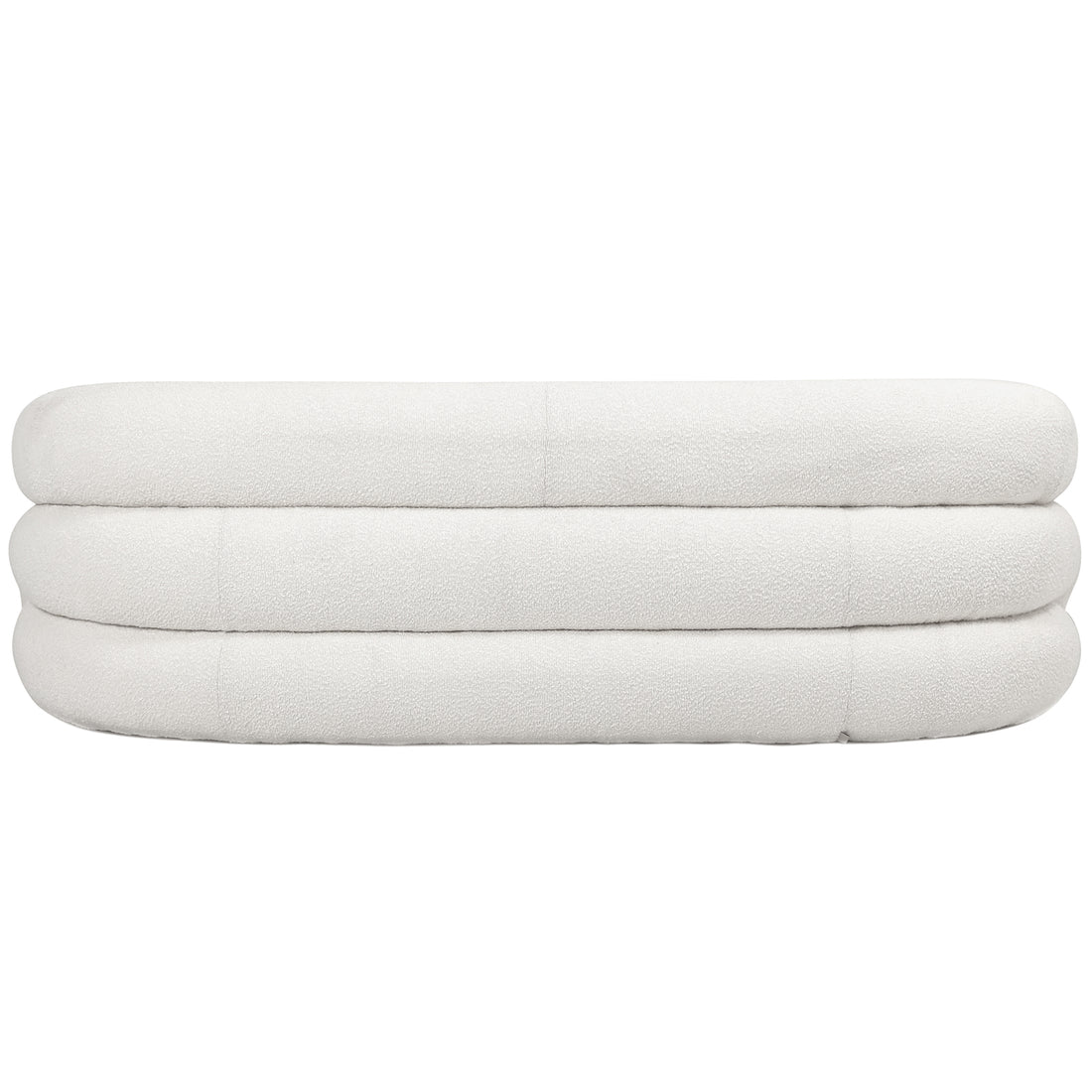 Back View of Clioz Bouclé 4 Seater Curved Lounge Package - Eggshell White