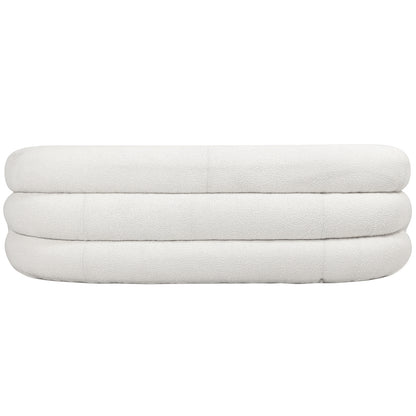 Back View of Clioz Bouclé 4 Seater Curved Lounge Package - Eggshell White