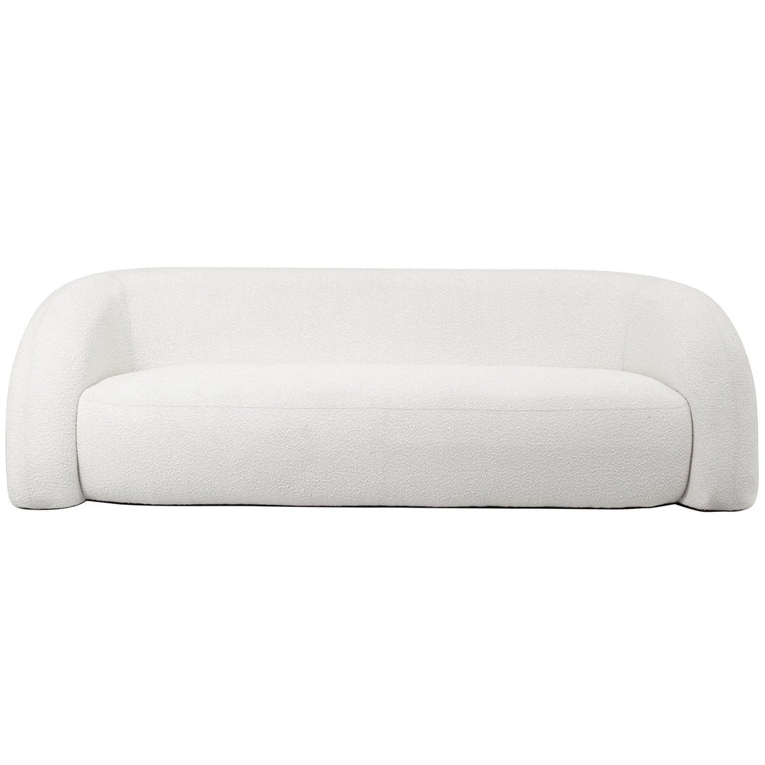Front View of Clioz Bouclé 4 Seater Curved Lounge Package - Eggshell White