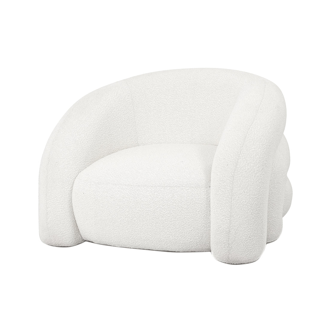 Angle View of Clioz Bouclé 4 Seater Curved Lounge Package - Eggshell White