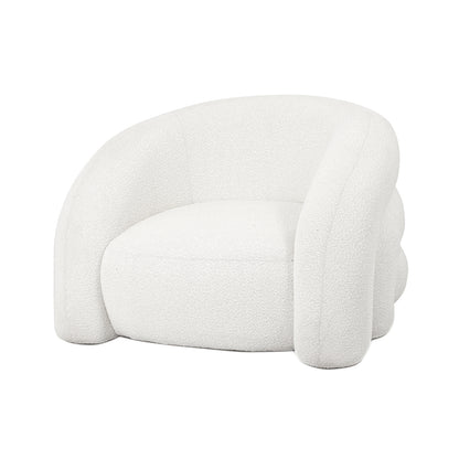 Angle View of Clioz Bouclé 4 Seater Curved Lounge Package - Eggshell White