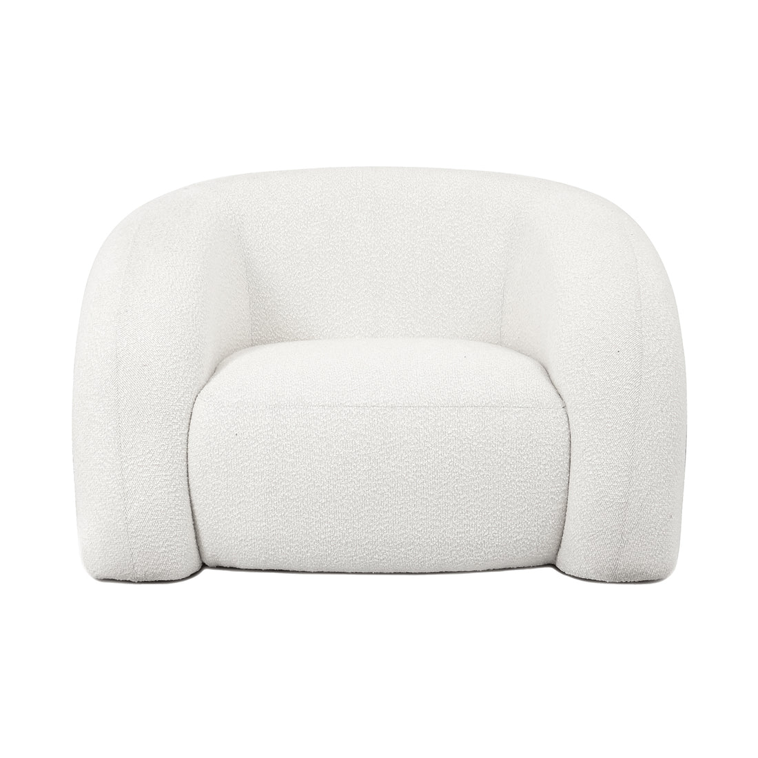 Front View of Clioz Bouclé 4 Seater Curved Lounge Package - Eggshell White