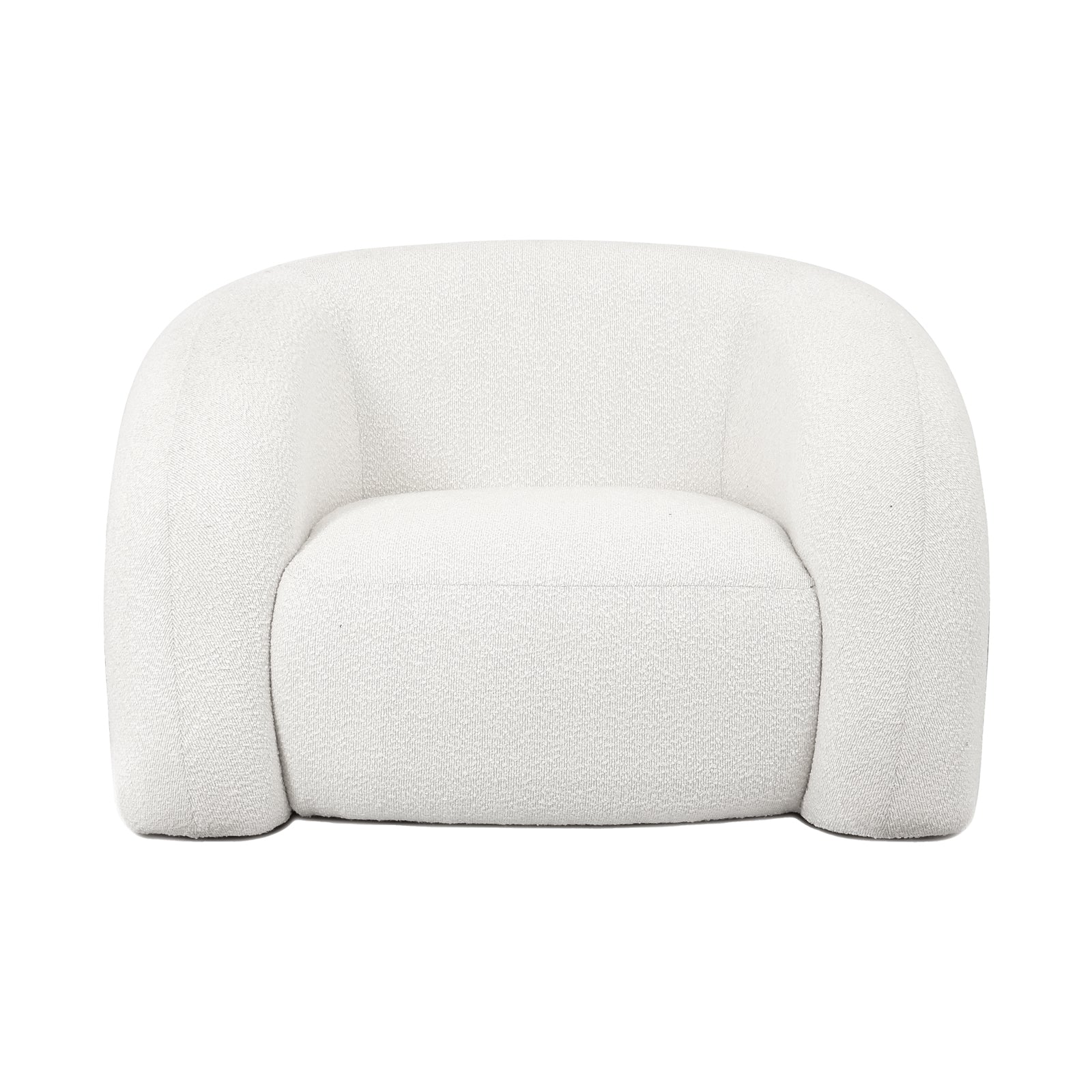 Front View of Clioz Bouclé 4 Seater Curved Lounge Package - Eggshell White