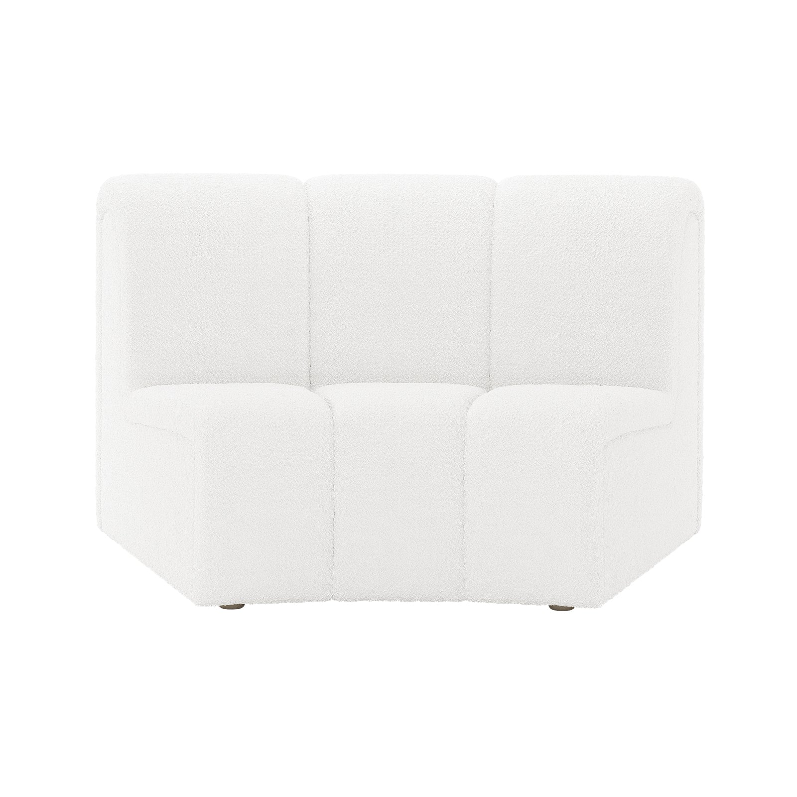 Corina 3 Seater Modular Boucle Sofa in Cream White, featuring a white, three-seat corner unit with textured bouclé fabric, showcasing elegant, sleek design, and modular functionality for customizable living room arrangements.