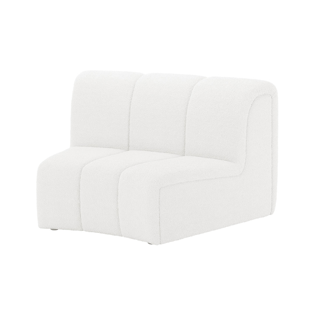 Corina 3 Seater Modular Boucle Sofa in Cream White, featuring an armless, three-seat unit with softly rounded edges and textured bouclé fabric, showcasing modern elegance and sophistication.