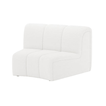 Corina 3 Seater Modular Boucle Sofa in Cream White, featuring an armless, three-seat unit with softly rounded edges and textured bouclé fabric, showcasing modern elegance and sophistication.