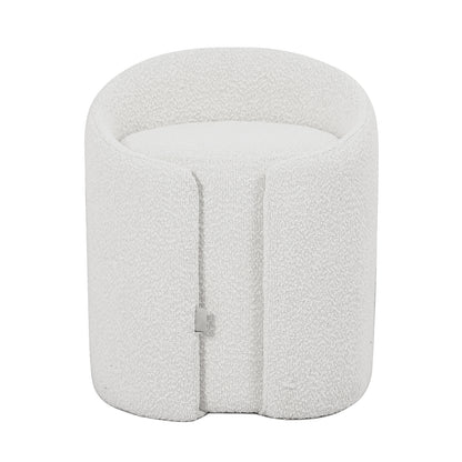 Emiken Boucle Ottoman Stool - Eggshell White