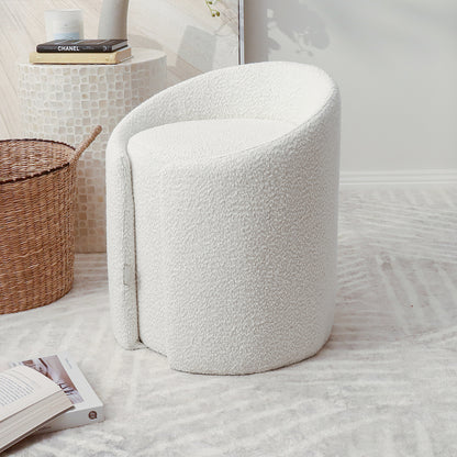 Emiken Boucle Ottoman Stool - Eggshell White - Lifestyle