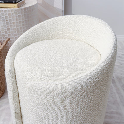 Emiken Boucle Ottoman Stool - Eggshell White