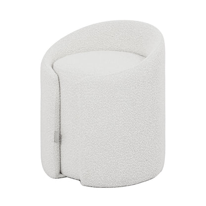 Emiken Boucle Ottoman Stool - Eggshell White