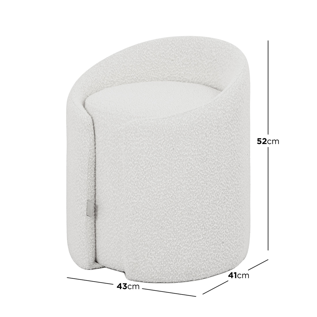 Emiken Boucle Ottoman Stool - Eggshell White