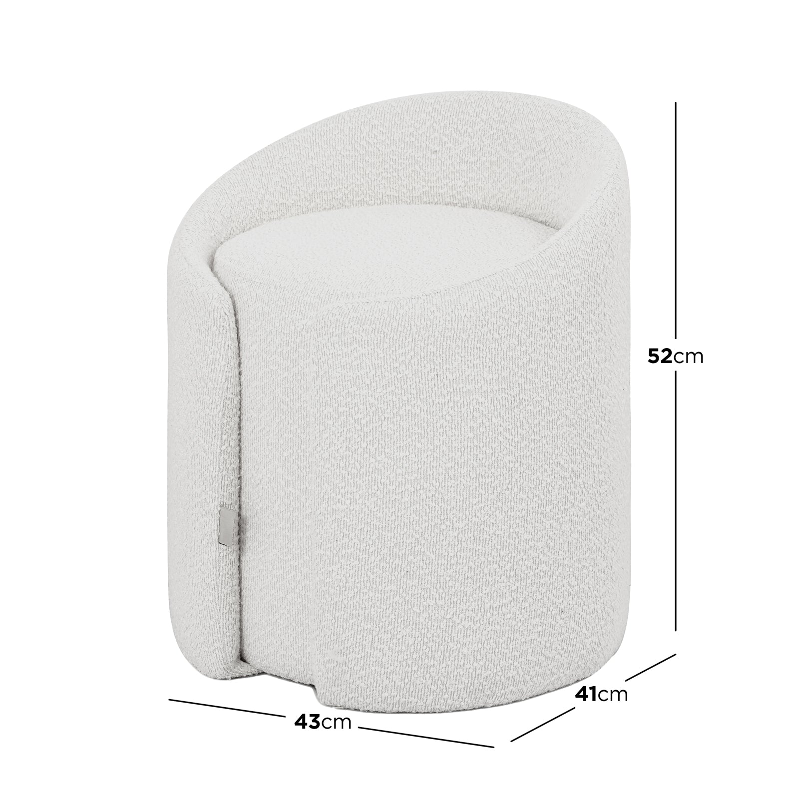 Emiken Boucle Ottoman Stool - Eggshell White