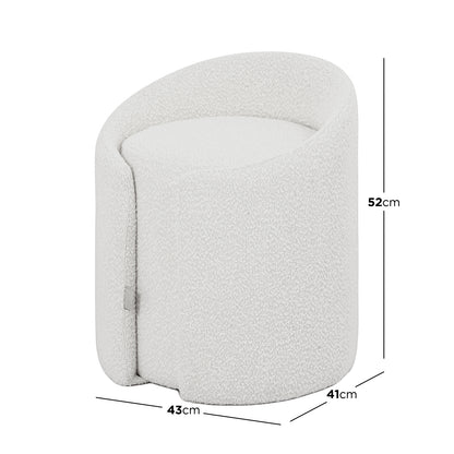 Emiken Boucle Ottoman Stool - Eggshell White
