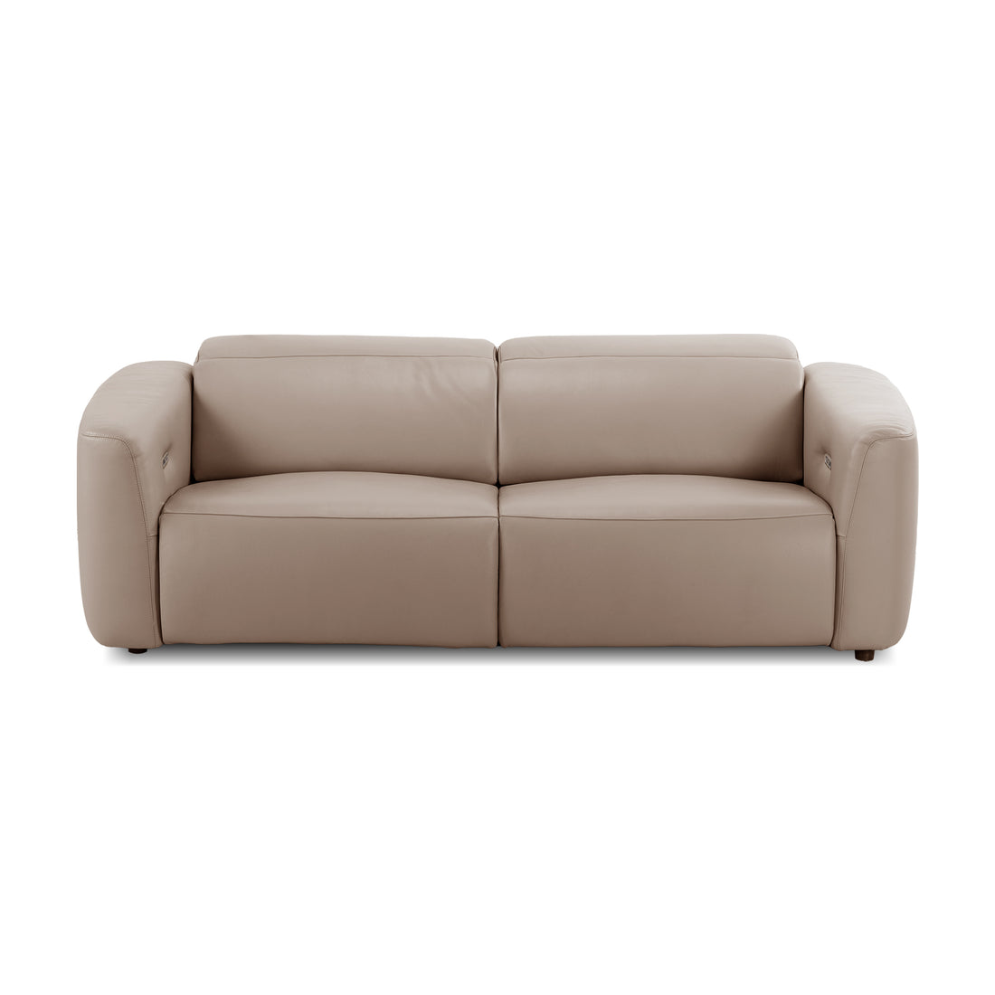 Taupe two-seater sofa on a white background