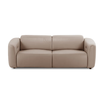 Taupe two-seater sofa on a white background