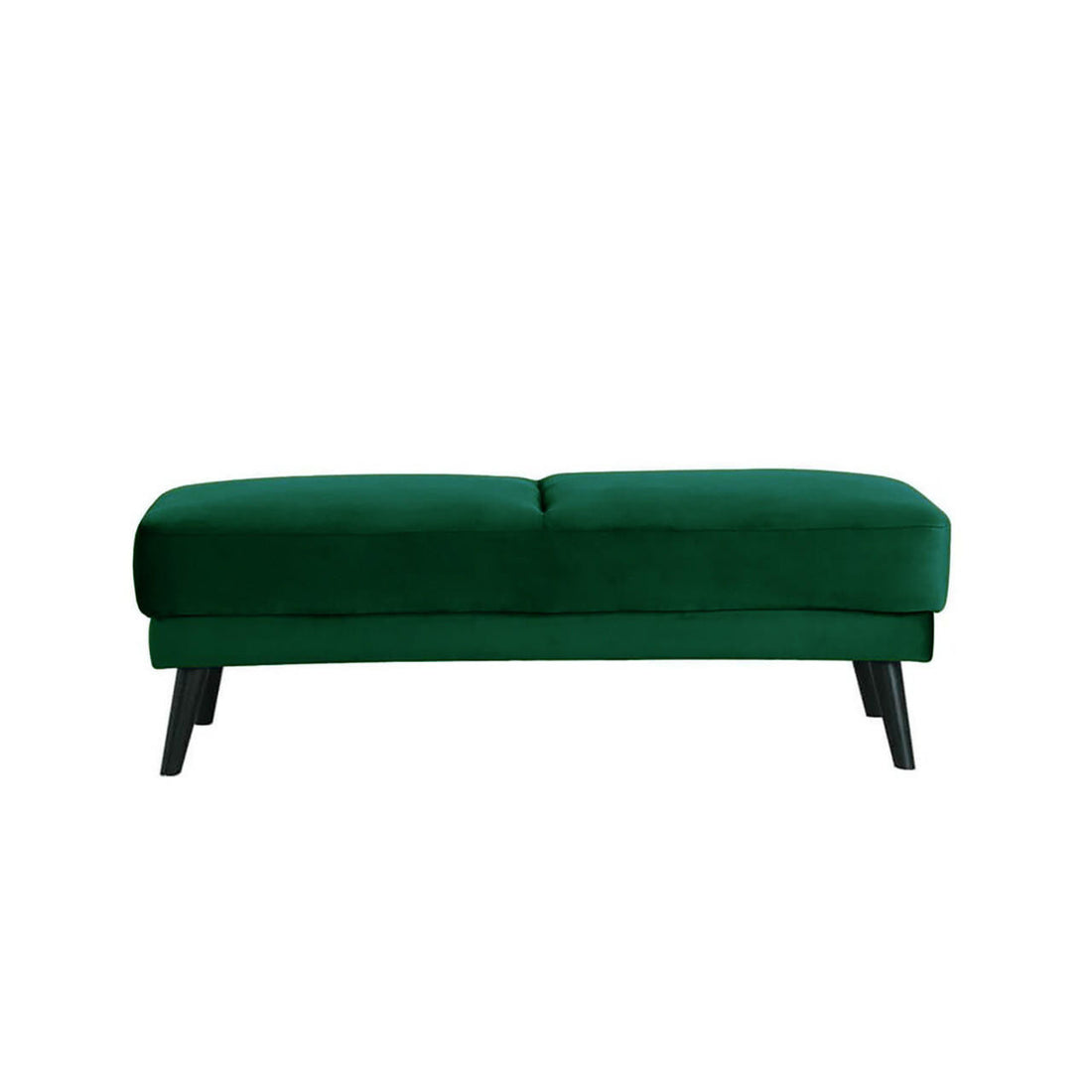 Esben 6-Seater Velvet Sofa Bed Set with Ottoman in Dark Forest Green, highlighting its plush cushions, sturdy wooden legs, and Scandinavian design, emphasizing its dual functionality as a sofa and bed.