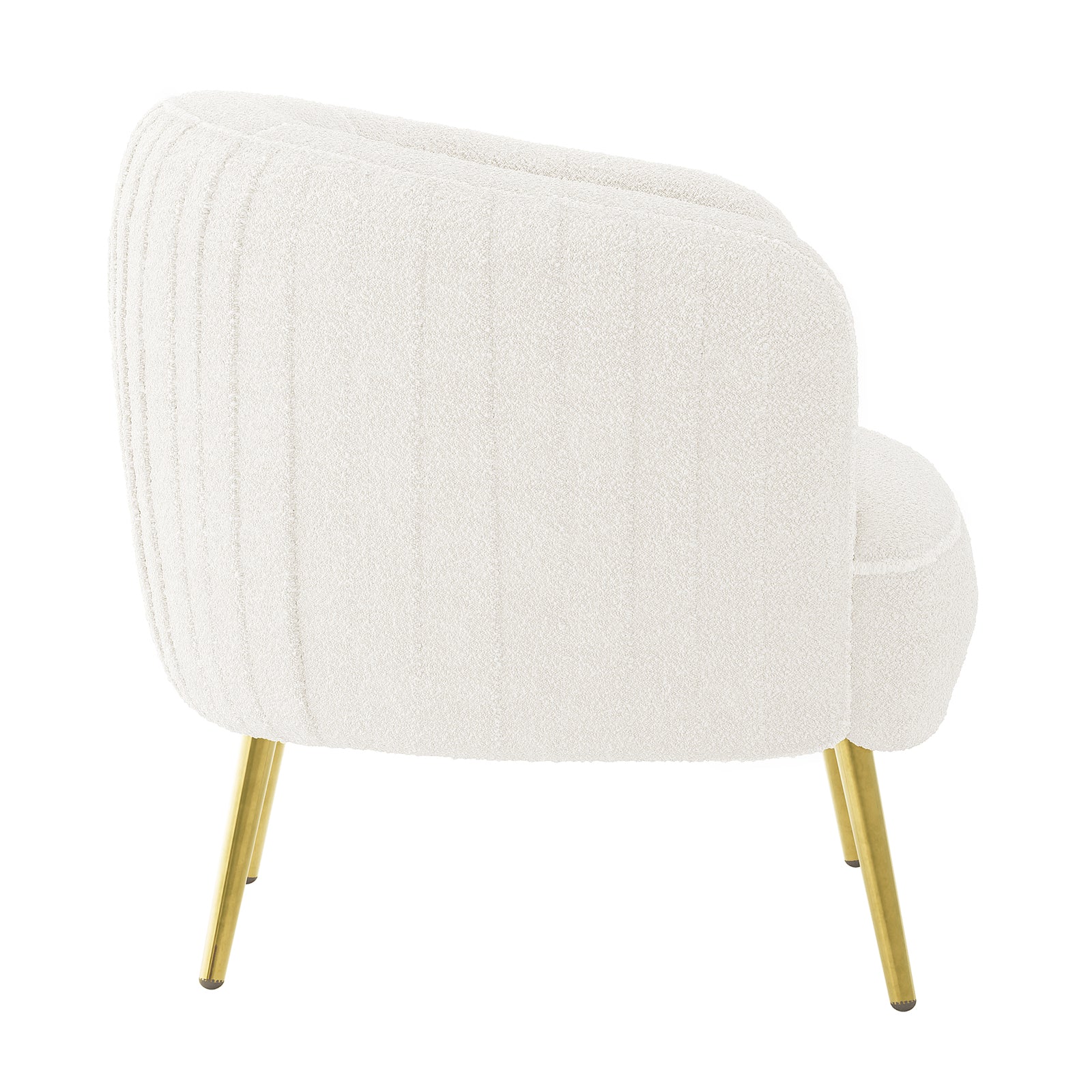 Evelyn Curved Boucle Accent Chair in Cream White – Luxo Living