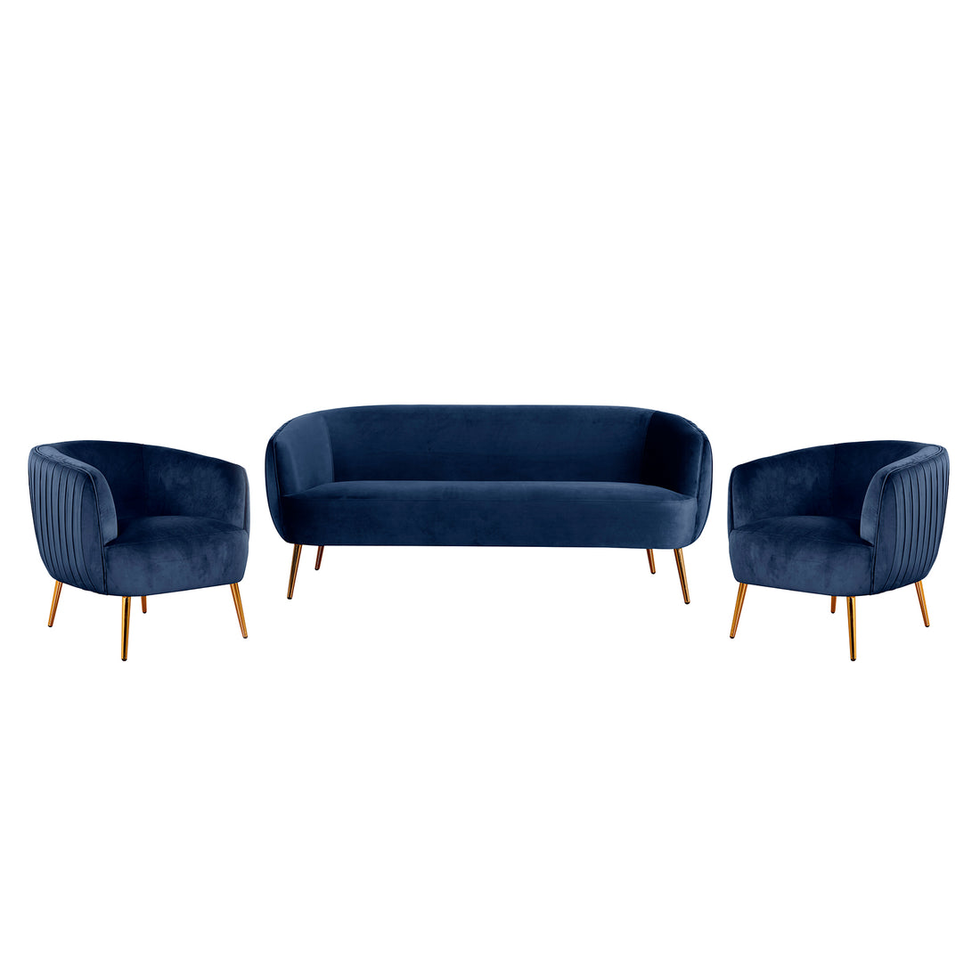 Evelyn 4 Seater Velvet Sofa Set Blue