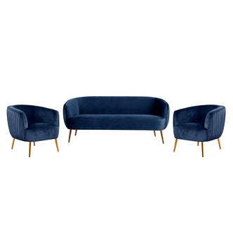 Evelyn 4 Seater Velvet Sofa Set Blue