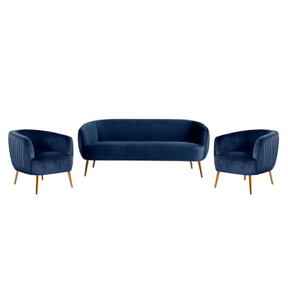 Evelyn 4 Seater Velvet Sofa Set Blue