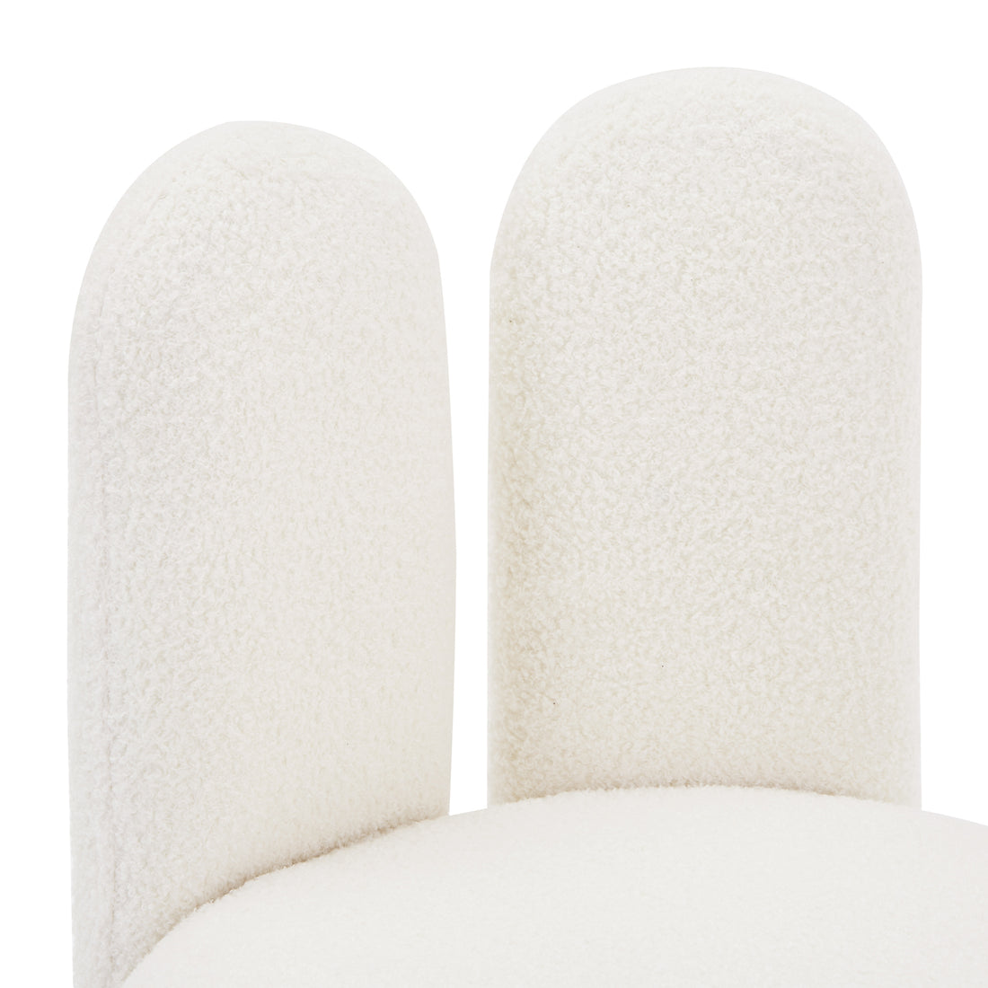 Flore Boucle Kids Chair with Bunny Ears in Cream White, featuring a boucle-upholstered seat and distinctive rounded ears on the backrest, designed for children's comfort and playful style.