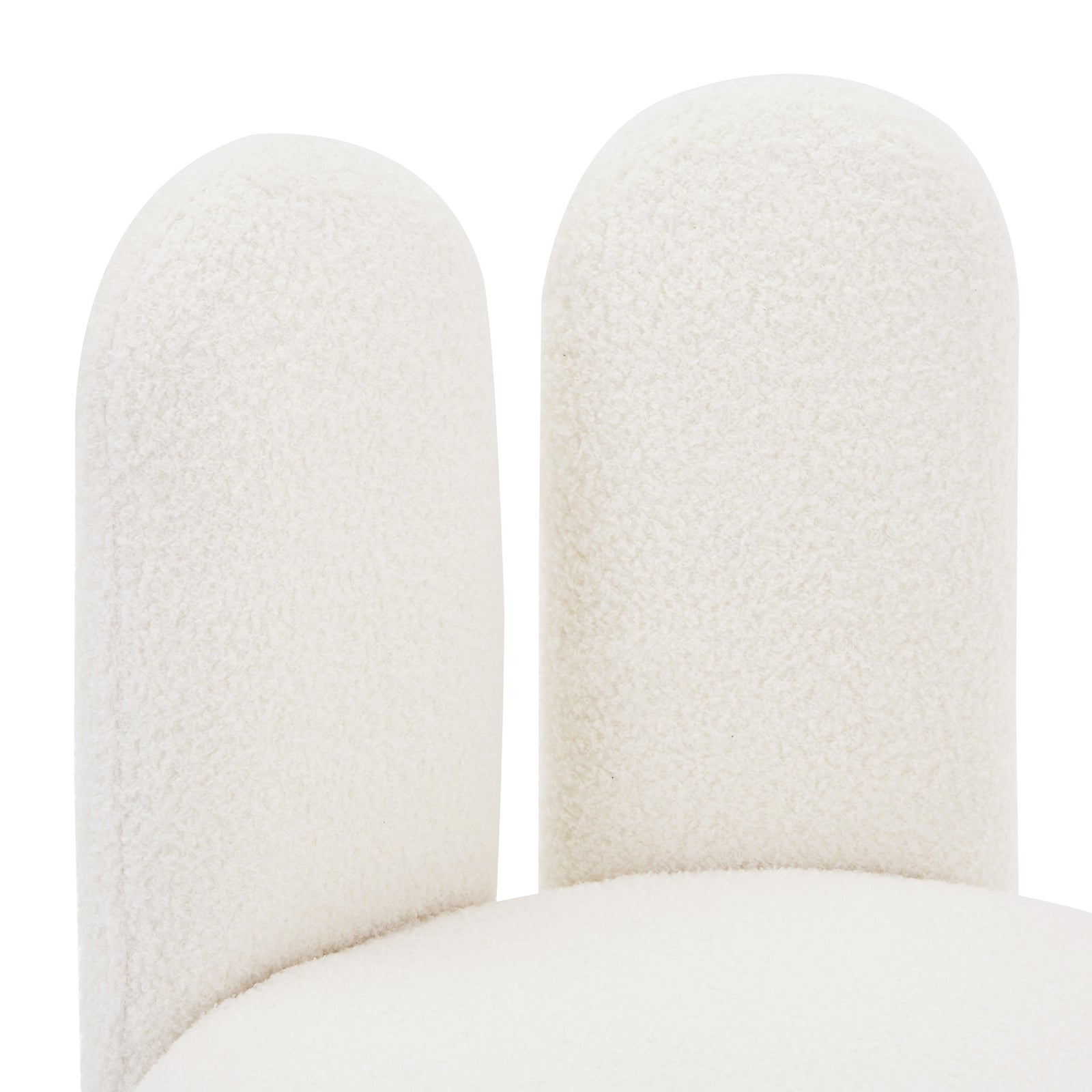 Flore Boucle Kids Chair with Bunny Ears in Cream White, featuring a boucle-upholstered seat and distinctive rounded ears on the backrest, designed for children's comfort and playful style.