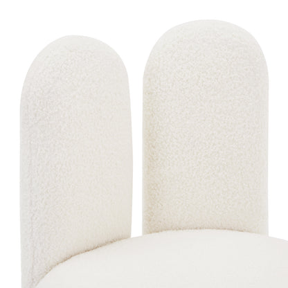 Flore Boucle Kids Chair with Bunny Ears in Cream White, featuring a boucle-upholstered seat and distinctive rounded ears on the backrest, designed for children's comfort and playful style.