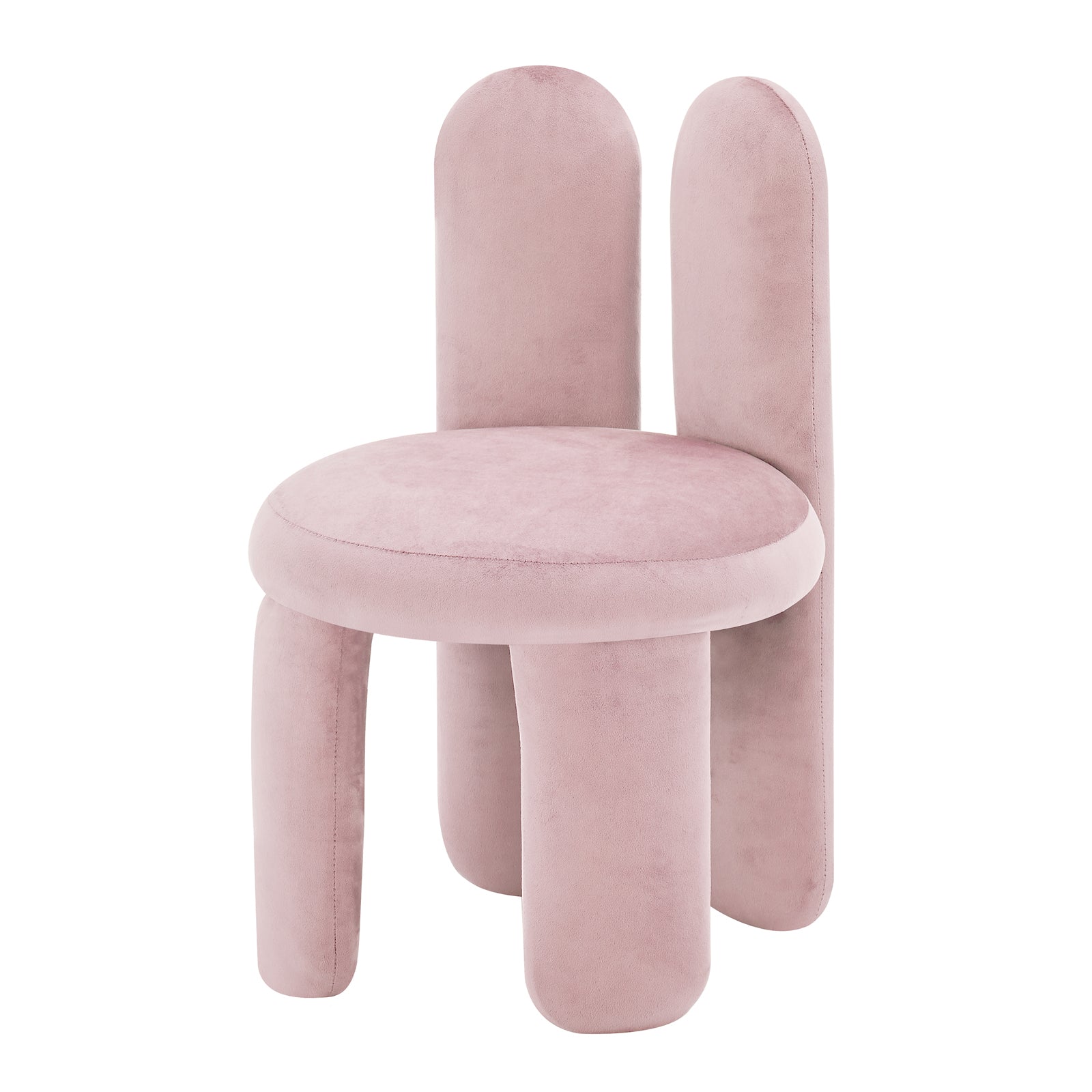Close-up of the Flore Velvet Bunny Backrest Kids Chair Light Pink, highlighting its plush velvet texture and whimsical bunny-shaped backrest, designed for comfort and charm in children's spaces.