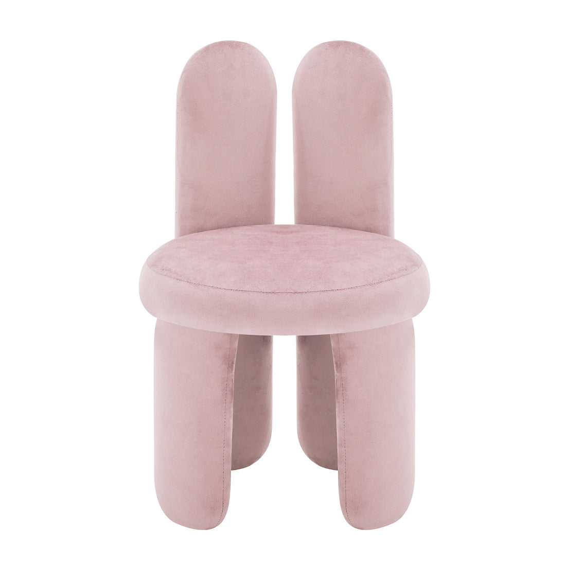 Flore Velvet Bunny Backrest Kids Chair Light Pink, featuring plush velvet fabric and whimsical bunny-shaped ears. Close-up shows the luxurious texture and sturdy construction, perfect for a child's room.