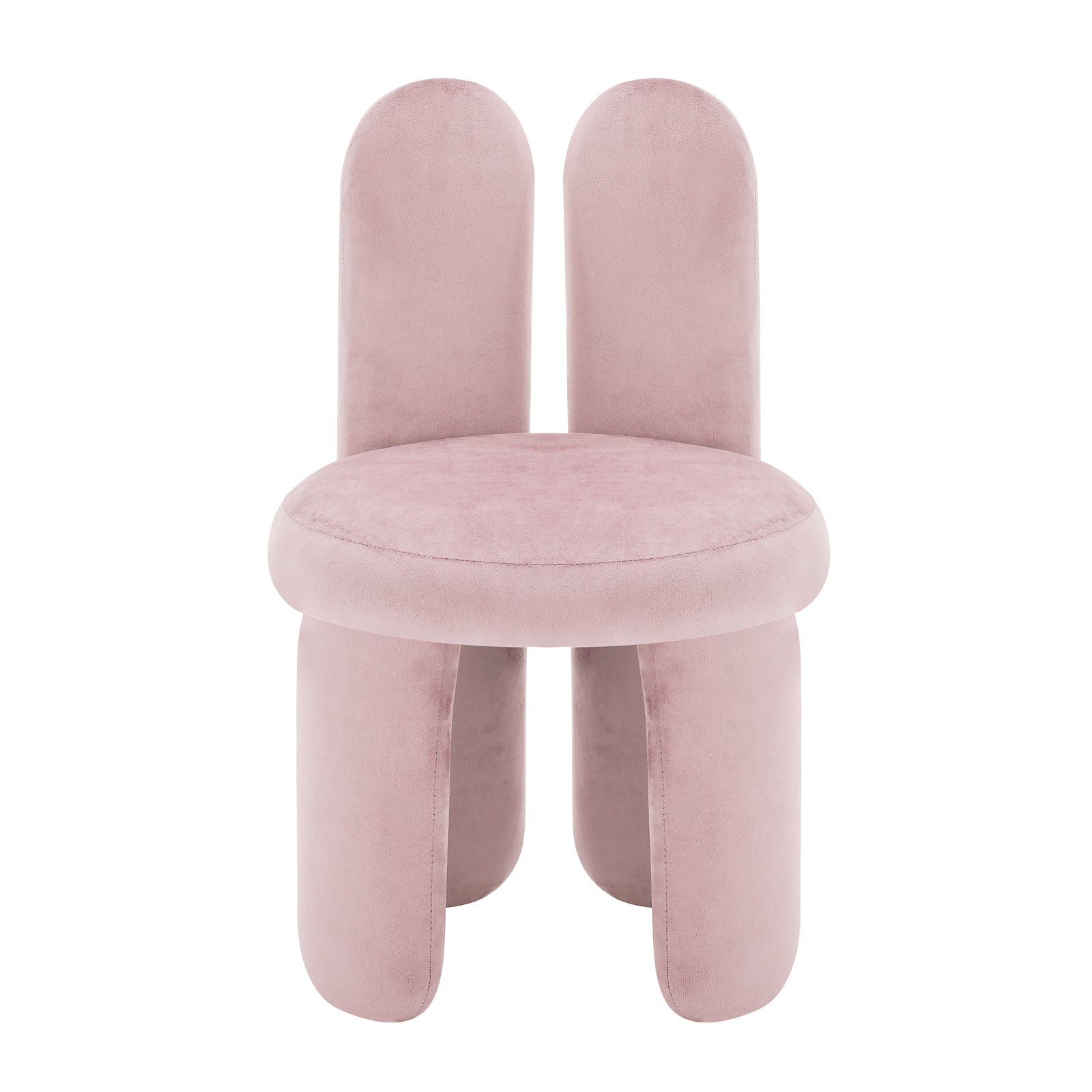Flore Velvet Bunny Backrest Kids Chair Light Pink, featuring plush velvet fabric and whimsical bunny-shaped ears. Close-up shows the luxurious texture and sturdy construction, perfect for a child's room.