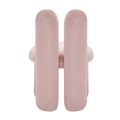 Flore Velvet Bunny Backrest Kids Chair Light Pink features a plush bunny-shaped backrest and soft velvet upholstery, offering a charming and comfortable seating option for children's spaces.