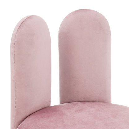 Close-up of the Flore Velvet Bunny Backrest Kids Chair Light Pink, showcasing its plush velvet texture and whimsical bunny-shaped backrest, designed for comfort and charm in children's spaces.