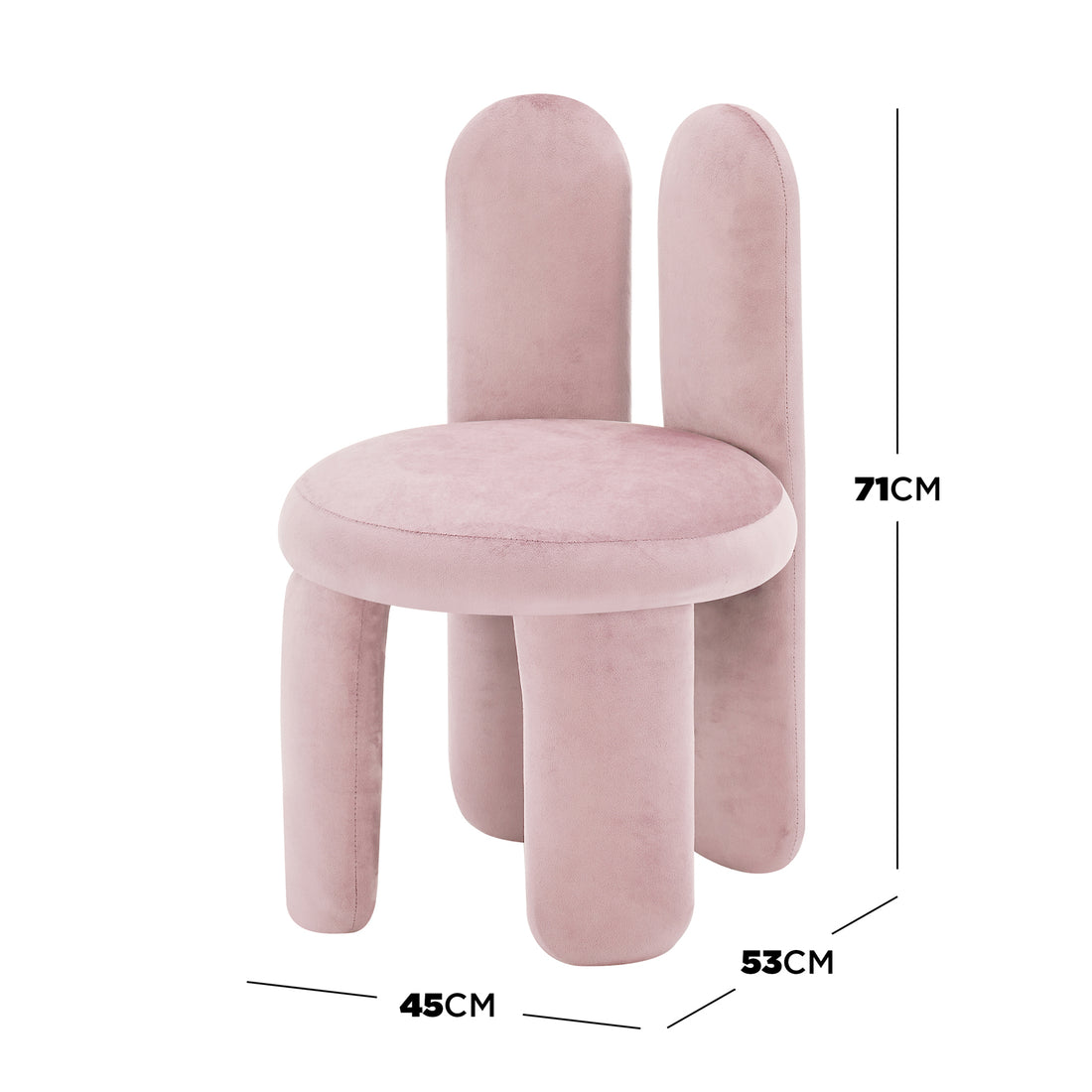 Flore Velvet Bunny Backrest Kids Chair Light Pink, showcasing plush velvet texture, whimsical bunny-shaped backrest, and cozy seating, highlighting its charming and elegant design perfect for a child's room.