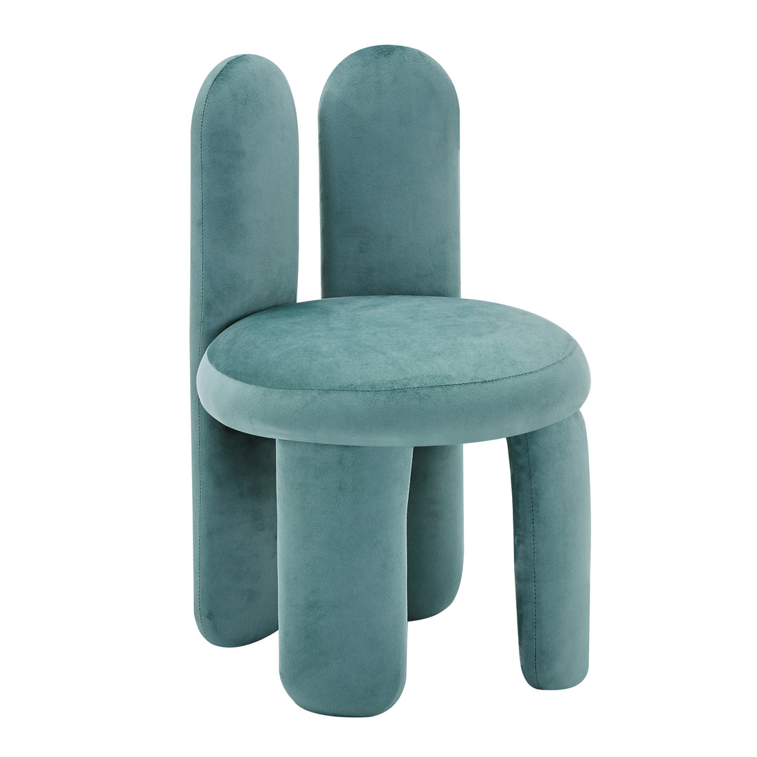 Flore Velvet Kids Chair with Bunny Ears in Seafoam Green, featuring a plush teal-green velvet seat, tubular legs, and whimsical bunny-shaped backrest, perfect for adding playful elegance to a child's room.